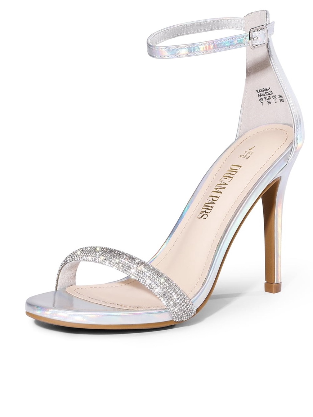 DREAM PAIRS Women Open Toe High Heels Stiletto Sandal Sexy Shoe Sz 6.5 silver